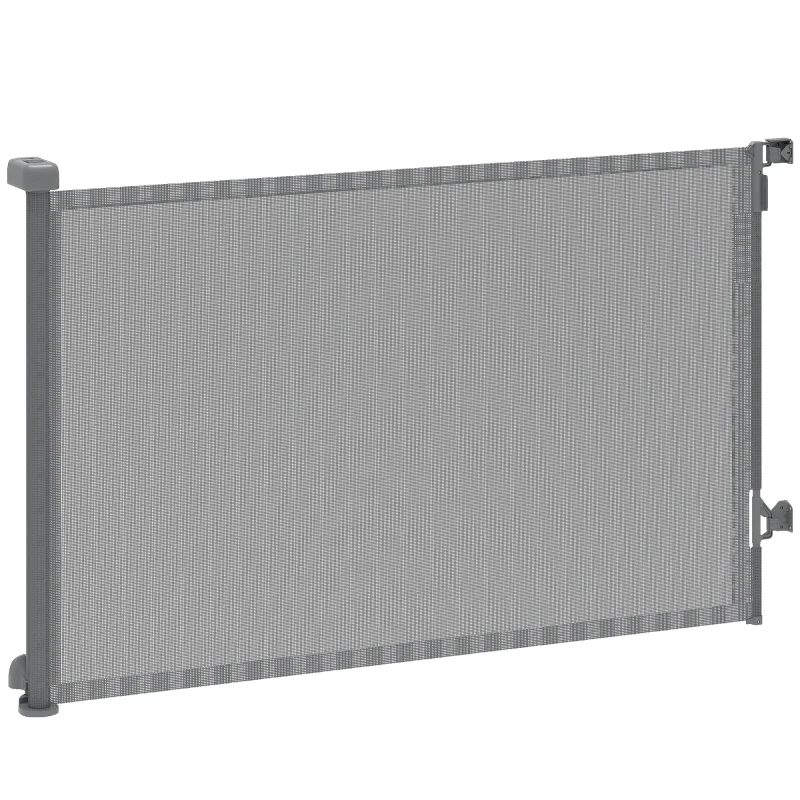 PawHut Barriera di Sicurezza Retrattile Estendibile per Cani, Scale e Porte, 149x9x93 cm, Grigio