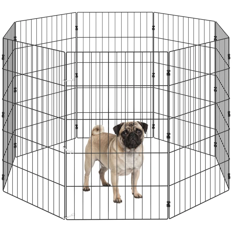 PawHut Enclos pour Chiens Enclos Extensible Pliable en Métal 50 x 80 cm Noir