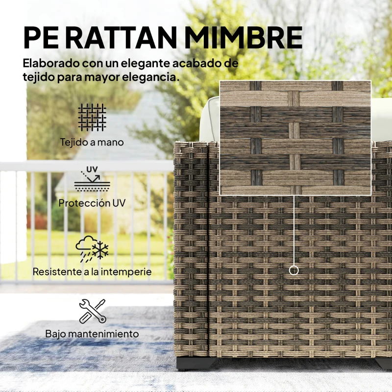 Outsunny Conjunto de Jardín Exterior de Ratán de 6 Piezas con Silla Esquinero 2 Sillas sin Brazos Reposapiés y Mesa Amarillo