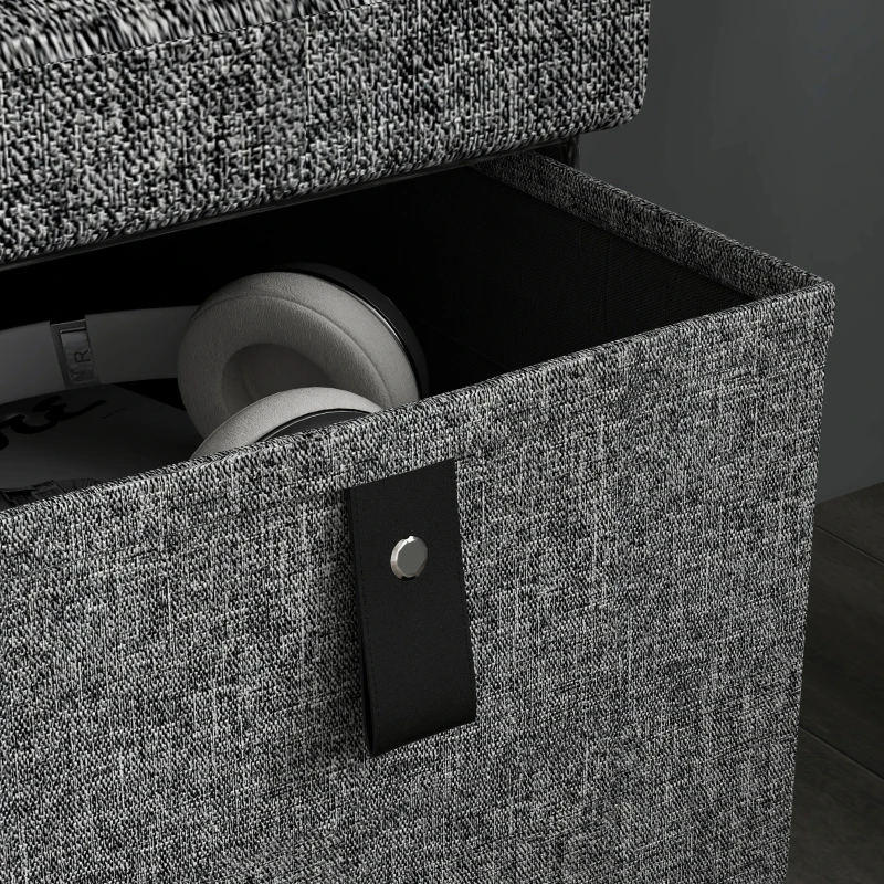 HOMCOM Panca Porta-Scarpe Imbottita con 6 Vani per Scarpe, Telaio in MDF, Effetto Lino, Grigio