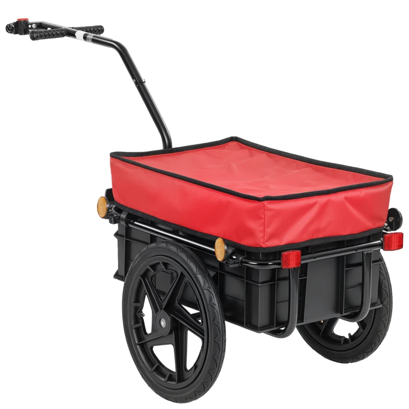 HOMCOM Remorque de Vélo 40 kg Couverture en Toile Oxford avec Réflecteurs et Cadre en Acier 144x59x80 cm Rouge et Noir