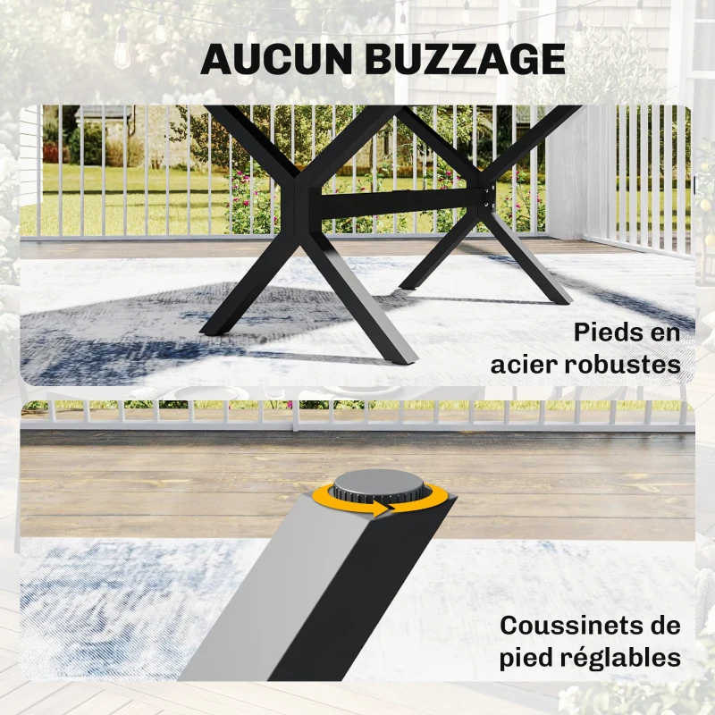 Outsunny Table de Jardin Extensible Aluminium Table de Repas Extérieure Effet Bois 8-10 Personnes 214x85x73cm Gris Anthracite