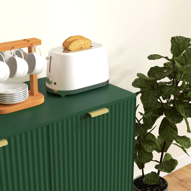 HOMCOM Buffet da Cucina con 2 Ante, Ripiano Regolabile e Piedini Metallici Rialzati, 80x40x80 cm, Verde Oliva