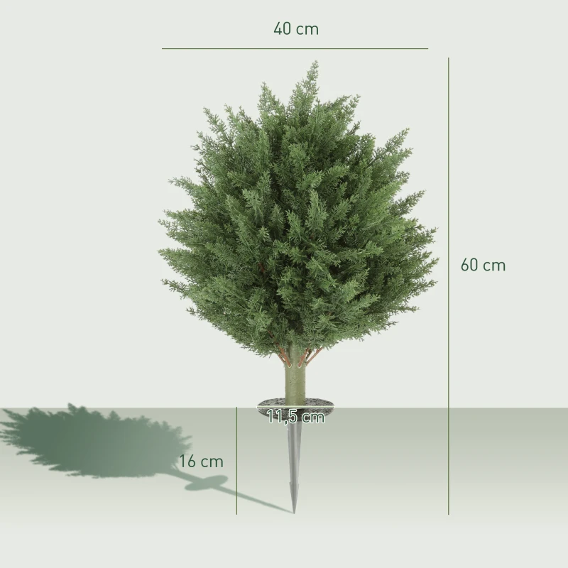 HOMCOM Lot de 2 Plantes Artificielles, Cyprès résistant aux UV avec 387 feuilles et piquet de terre, Ø40 x 60H cm, Vert