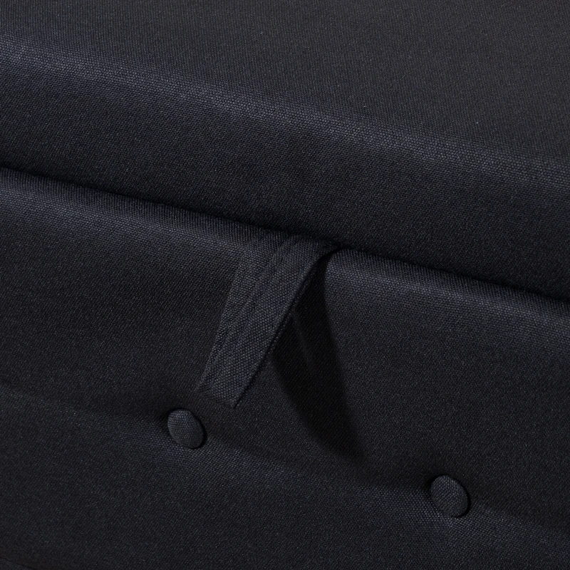 HOMCOM Panca contenitore 2 in 1 con piedi in legno, in tessuto effetto lino, 146.5x49x72 cm, Nero