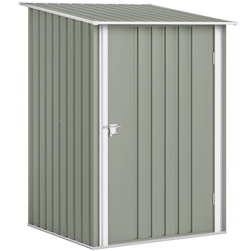 Outsunny Cabane de Jardin pour Outils en Acier Galvanisé avec Porte, 100x104x160 cm, Gris Clair
