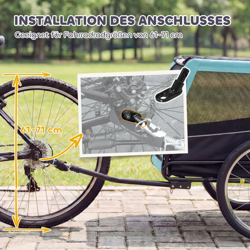 PawHut Remorcă pliabilă pentru bicicletă cu reflectoare de siguranță, lesă, pentru câini de talie medie până la 20 kg 143 x 70 x 90 cm Albastru deschis