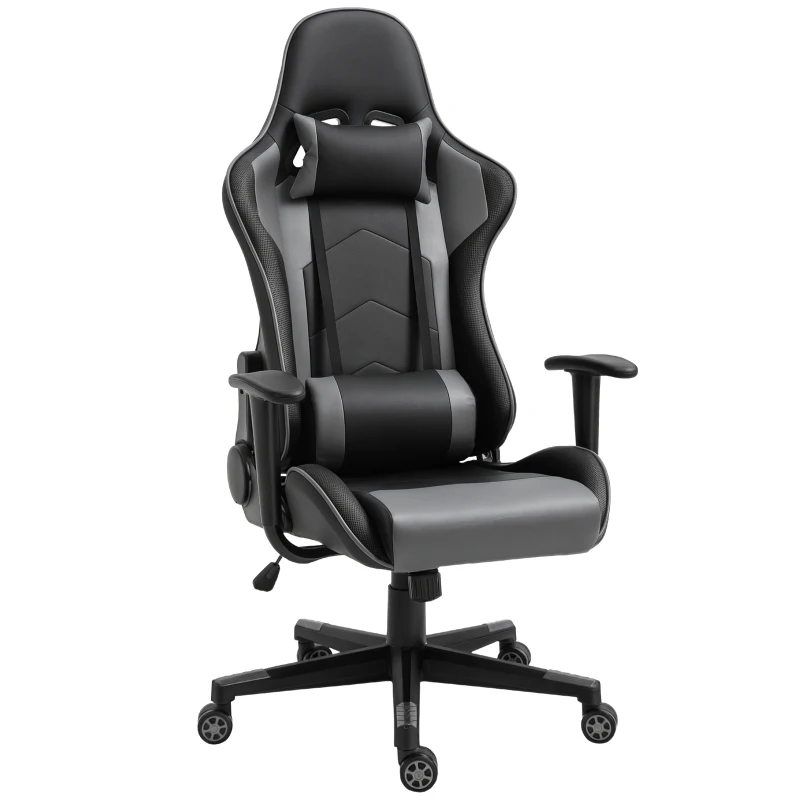 Vinsetto Poltrona da Ufficio Ergonomica, Sedia Gaming Girevole, in Pelle PU e Schiuma, 67,5x74x126-136 cm, Nero