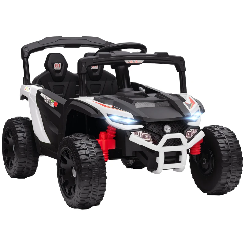 AIYAPLAY Auto Elettrica per Bambini con Telecomando e 2 Motori, Fari e Musica, 88x57.5x55.5 cm, Bianco