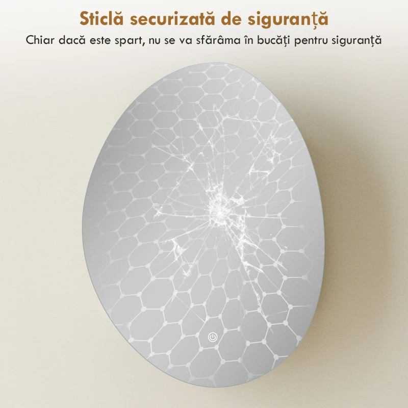 HOMCOM Dulap Baie LED, Anti-Condens, Iluminare Reglabilă 3 Tonuri, Alb, Montare pe Perete