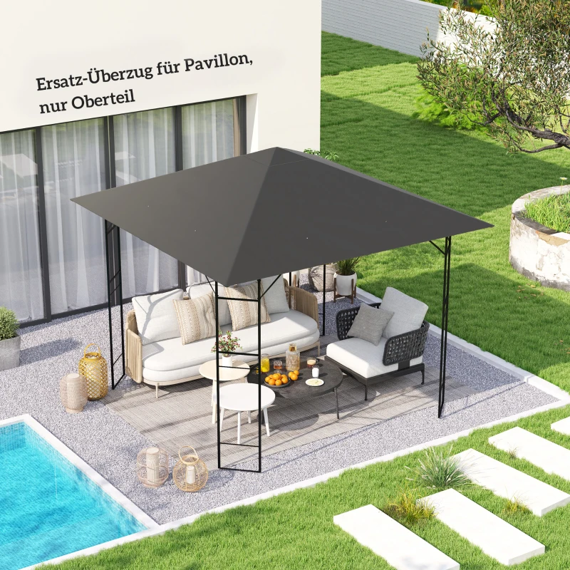 Outsunny Toit de remplacement pour pavillon 3 x 3 m, déperlant, toit UPF30+, housse de remplacement en tissu Oxford, 370 g/m², Gris