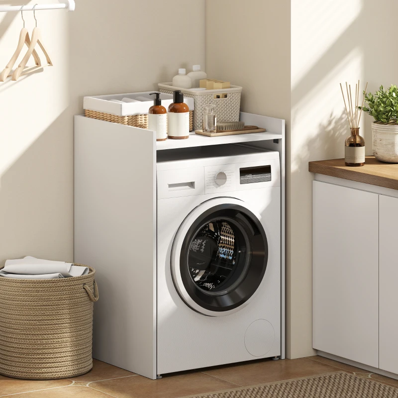 HOMCOM Armoire de salle de bain niche avec étagère ouverte, meuble de salle de bain pour petits espaces, 64 x 60 x 97,5 cm, Blanc