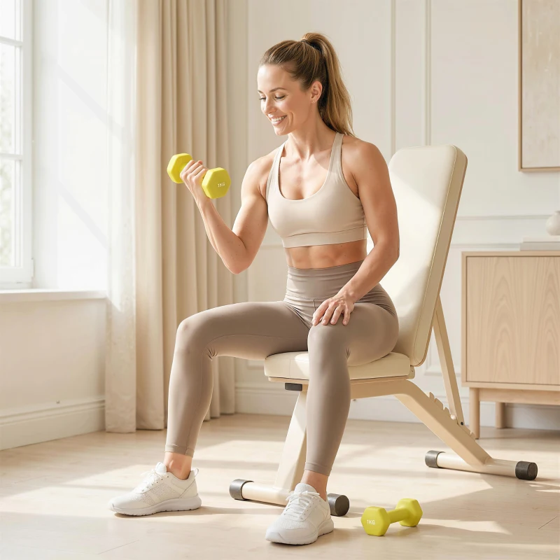 SPORTNOW 2 x 1kg Hexagonal Dumbbells Weights Set with Non-Slip Grip for Home Gym Workout, Yellow