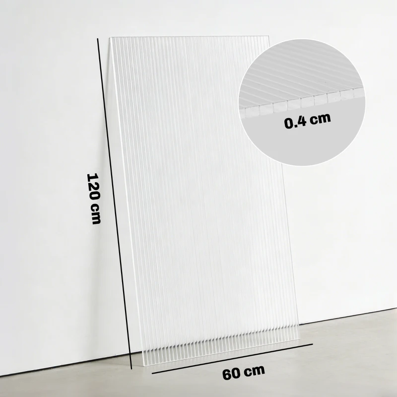 Outsunny 10 Plăci Celulare din Policarbonat 4 mm, Rezistente la UV, Panou Celular Dublu pentru Seră, 120x60 cm, Transparent