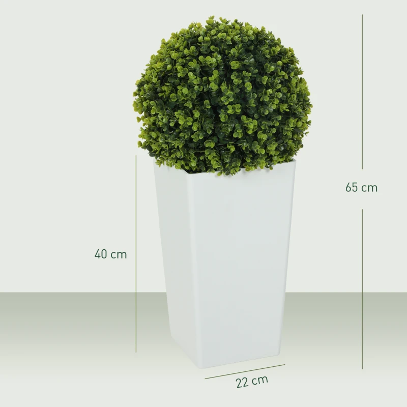 HOMCOM Lot de 2 boules d'eucalyptus artificielles 65 cm Plante artificielle avec protection UV, 330 feuilles en pot, vert