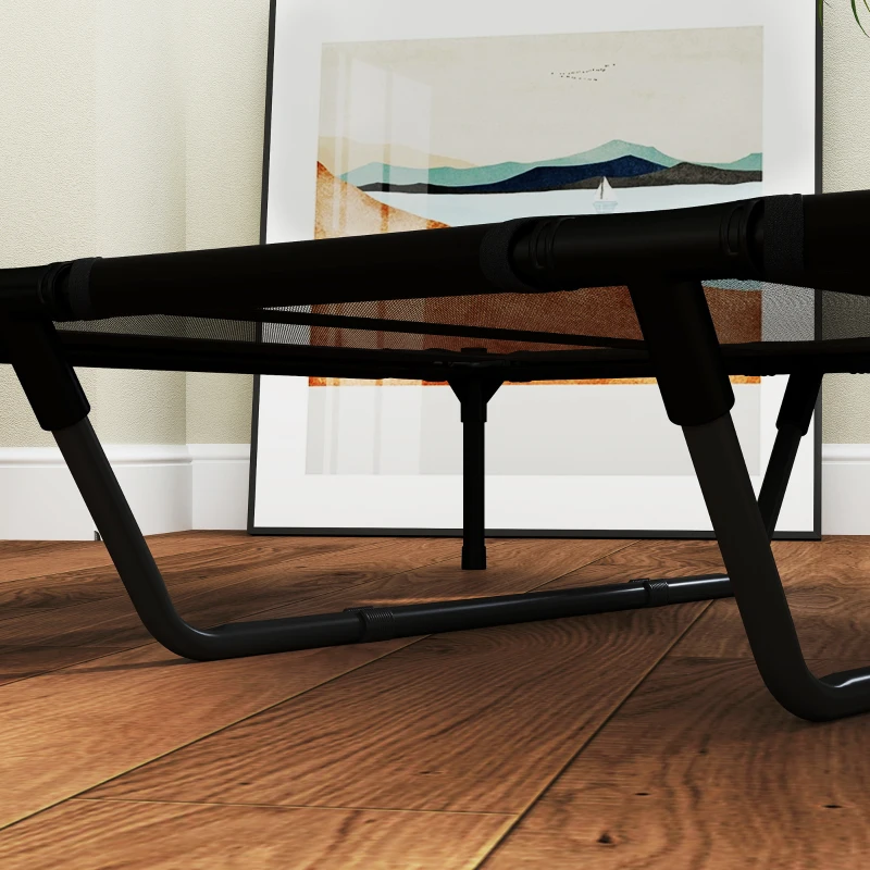 PawHut Lit surélevé pour chiens avec sac de transport, en métal et tissu Oxford, 122x92x23 cm, Noir