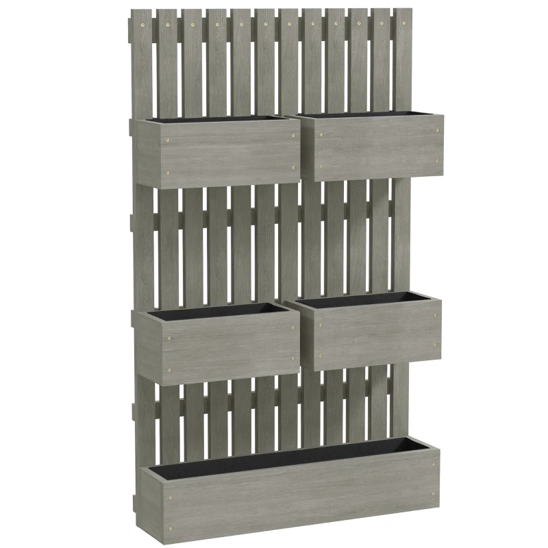 Outsunny Bac surélevé en bois, bac de plantation réglable avec treillis, serre froide, bac de jardin 60x16x100cm Gris