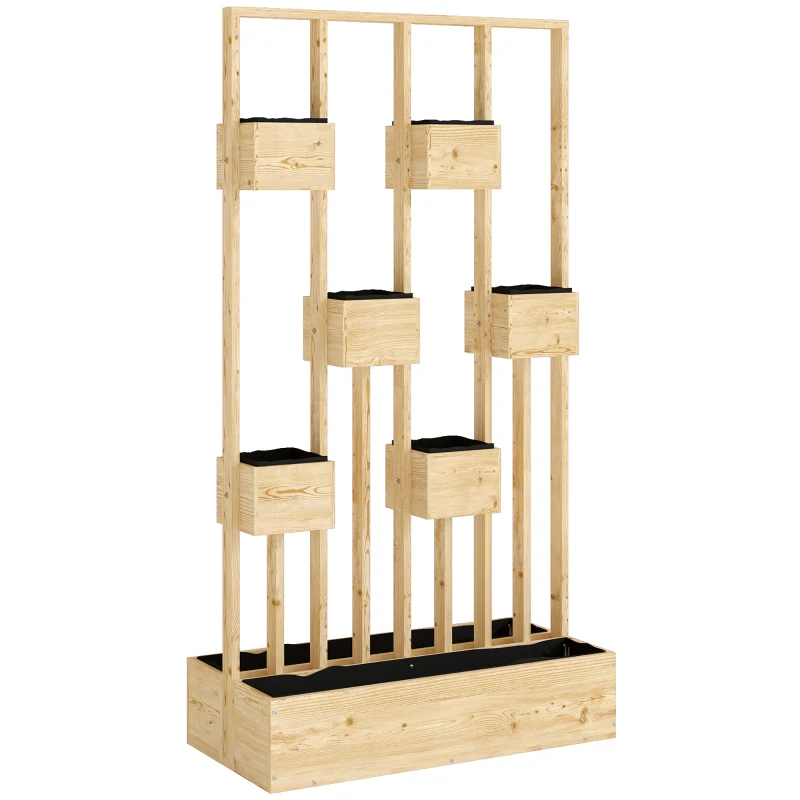 Outsunny Bac surélevé avec treillis et paniers, jardinière en bois, 90 x 45 x 170 cm