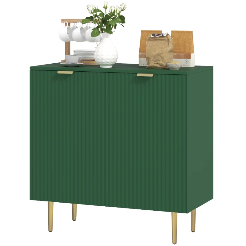 HOMCOM Buffet da Cucina con 2 Ante, Ripiano Regolabile e Piedini Metallici Rialzati, 80x40x80 cm, Verde Oliva