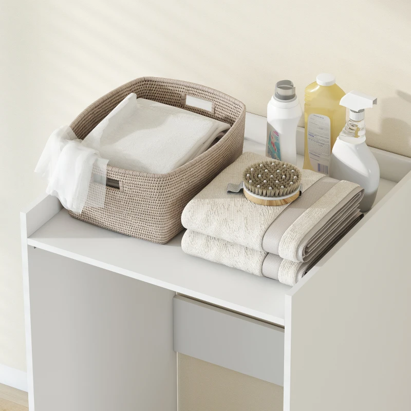 HOMCOM Armoire de salle de bain niche avec étagère ouverte, meuble de salle de bain pour petits espaces, 64 x 60 x 97,5 cm, Blanc