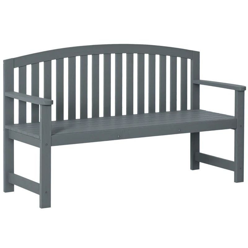 Outsunny Banc de jardin 2 places en bois, assise résistante aux intempéries, mobilier de jardin avec dossier, 240 kg supporté 143 x 51 x 85 cm, Gris
