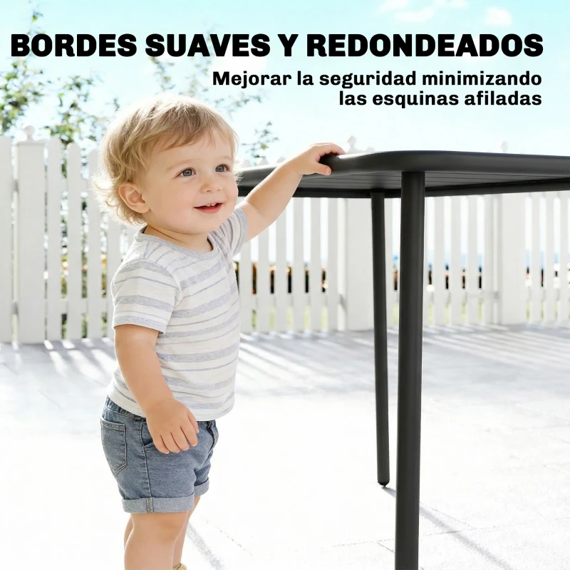 Outsunny Mesa de Comedor de Jardín Rectangular 120x70x72 cm de Acero con Tablero con Listones para 4 Personas Gris