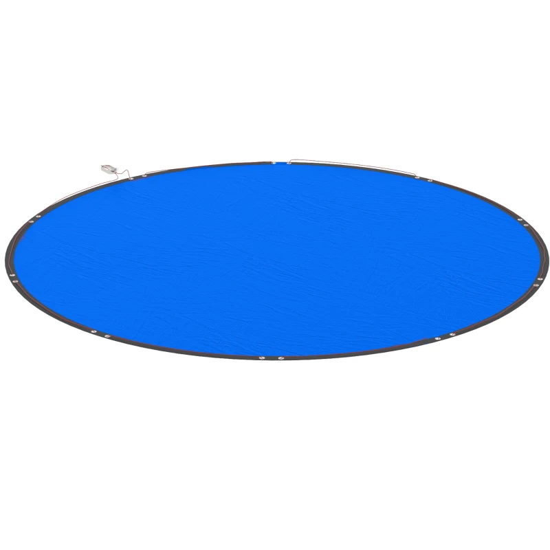 Outsunny Ronde zwembadafdekking Ø 550 cm stof- en waterdicht afdekzeil met beveiligingskoord en spanner voor zomer & winter, Blauw