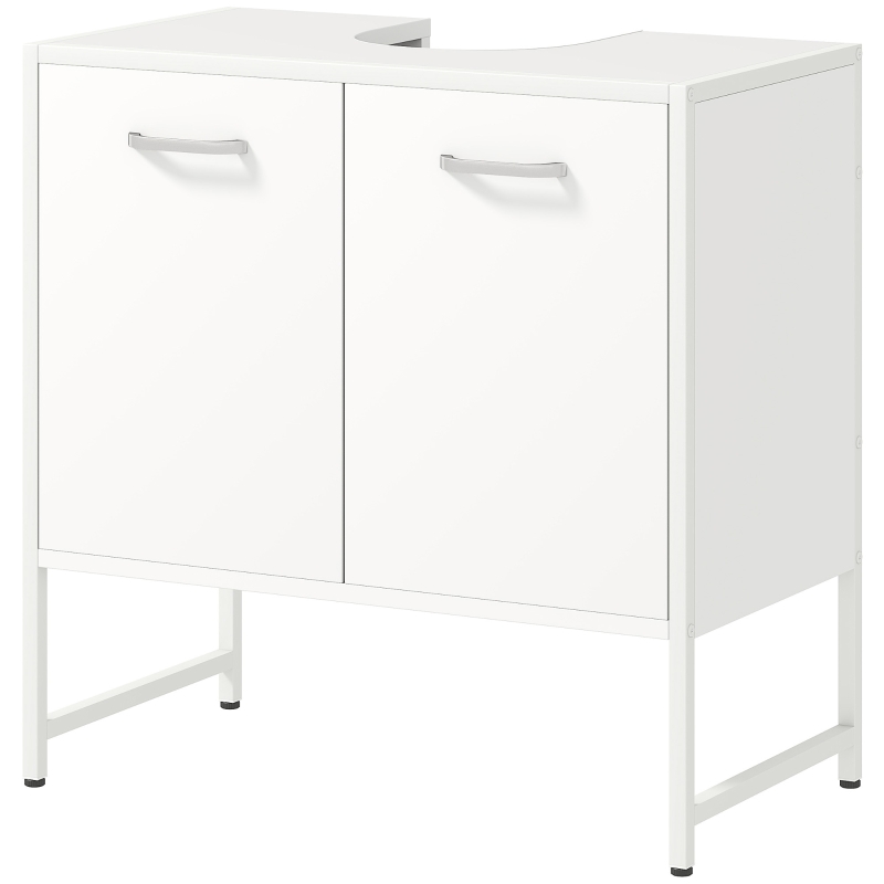 HOMCOM Waschbeckenunterschrank, Bad-Unterschrank mit 2 Soft-Close-Türen und verstellbarem Einlegeboden, weiß