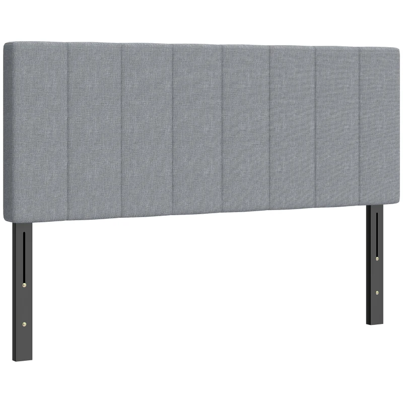 HOMCOM Tête de lit 3-fois réglable hauteur tête de lit avec pieds en métal aspect lin pour chambre 160x10x106/116/126 cm Gris