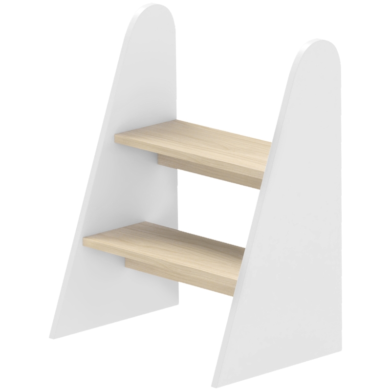 AIYAPLAY Sgabello bambini 2 gradini in legno, portata 20 kg, Bianco