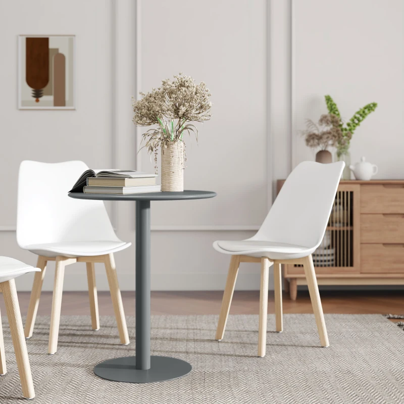 HOMCOM Table ronde pour 2 personnes, acier, pour intérieur et extérieur, gris