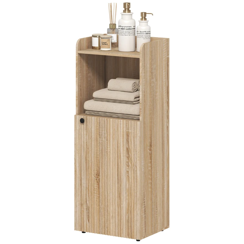 HOMCOM Mobile da bagno, mobile contenitore stretto 4 livelli, armadio, scomparto aperto, 40 x 31 x 104 cm, rovere giallo