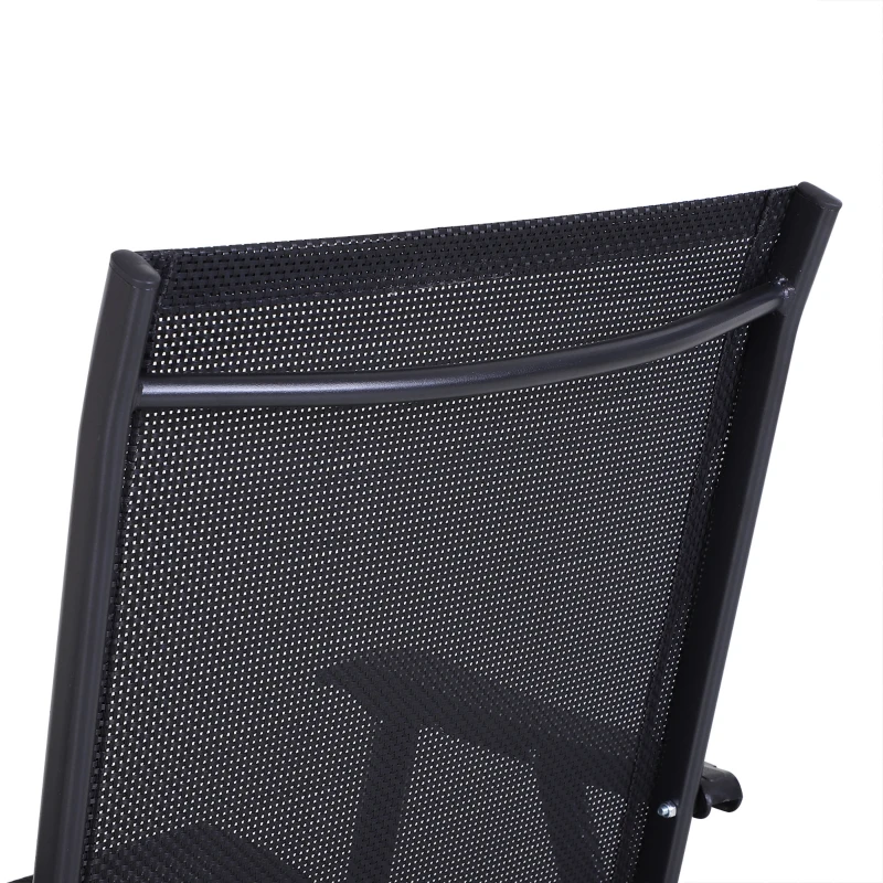 Outsunny Ensemble 2 chaises de jardin pliantes avec accoudoirs en métal et Texteline, 58x64x94cm, noir