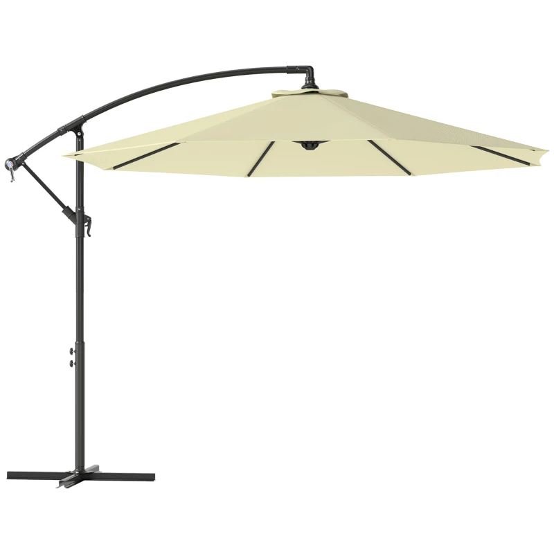 Outsunny Parasol de Jardin 3x2,5 m Déporté Inclinable avec Manivelle, Beige