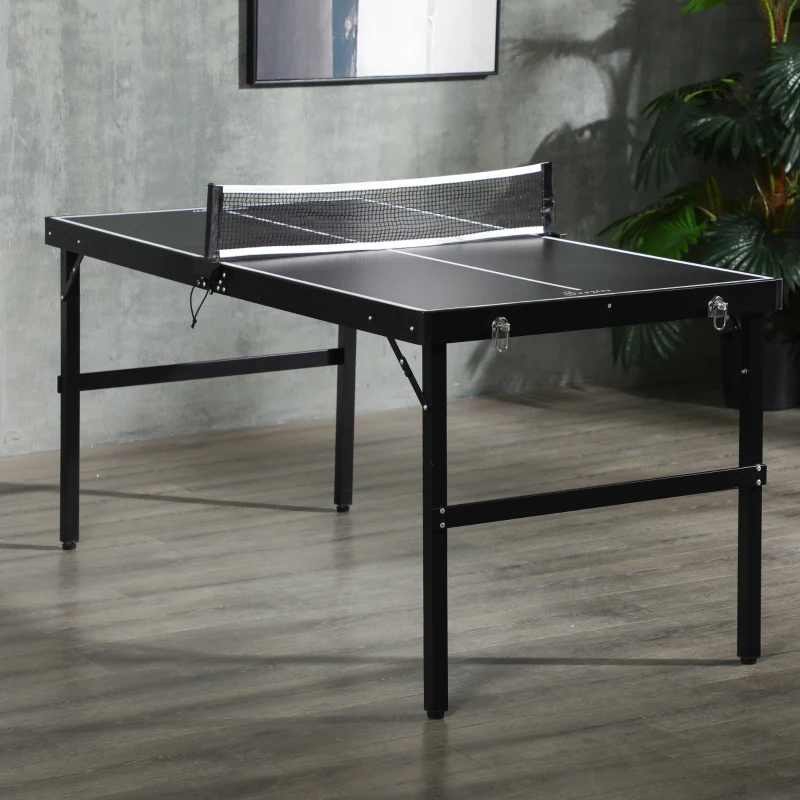 SPORTNOW Set da Ping-Pong Pieghevole con Chiusura e Maniglia, Telaio in Alluminio, 152x76x72 cm, Nero