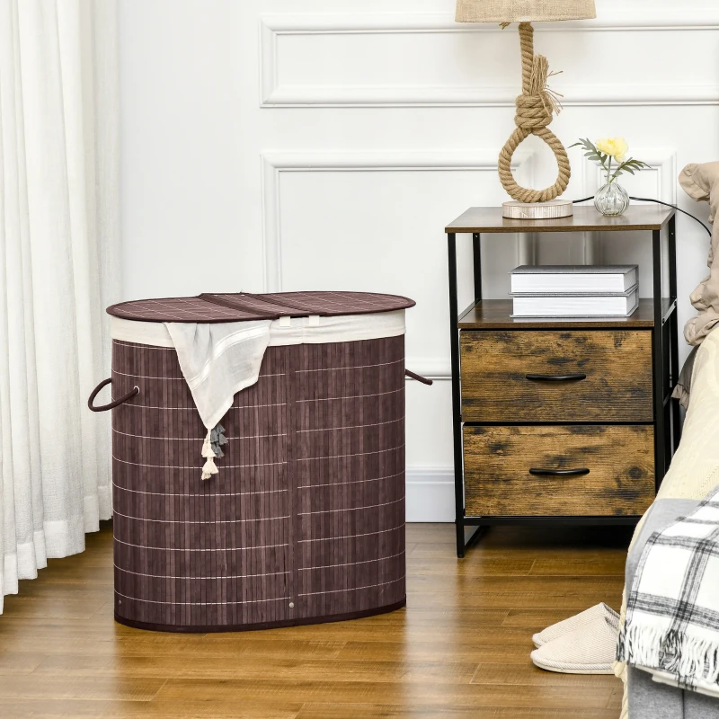 HOMCOM Cesto biancheria 100 L con coperchio removibile, 38x38x57 cm, Marrone