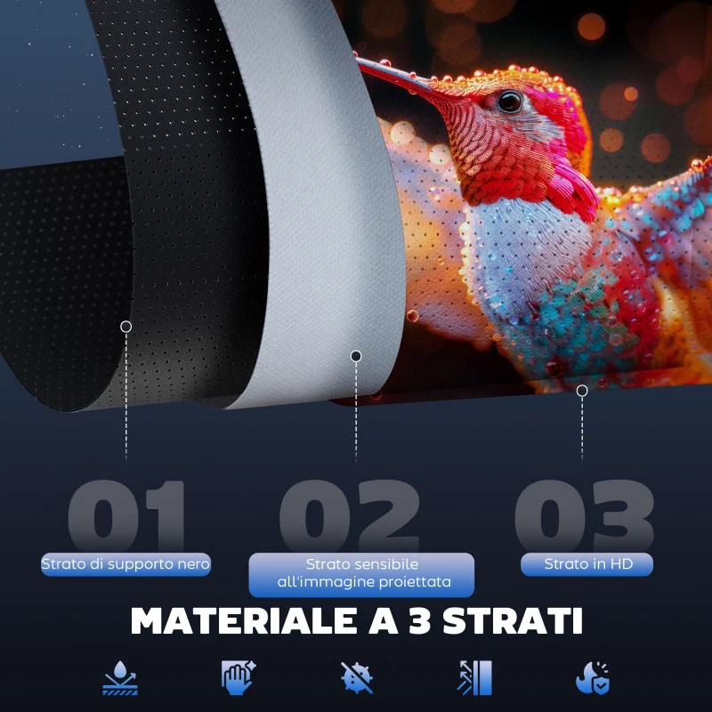 HOMCOM Schermo per Proiettore 100 Pollici Formato 4:3 Regolabile con Telecomando, Schermo di Proiezione Motorizzato Compatto, Installazione a Parete o Soffitto, 203x152 cm, Bianco