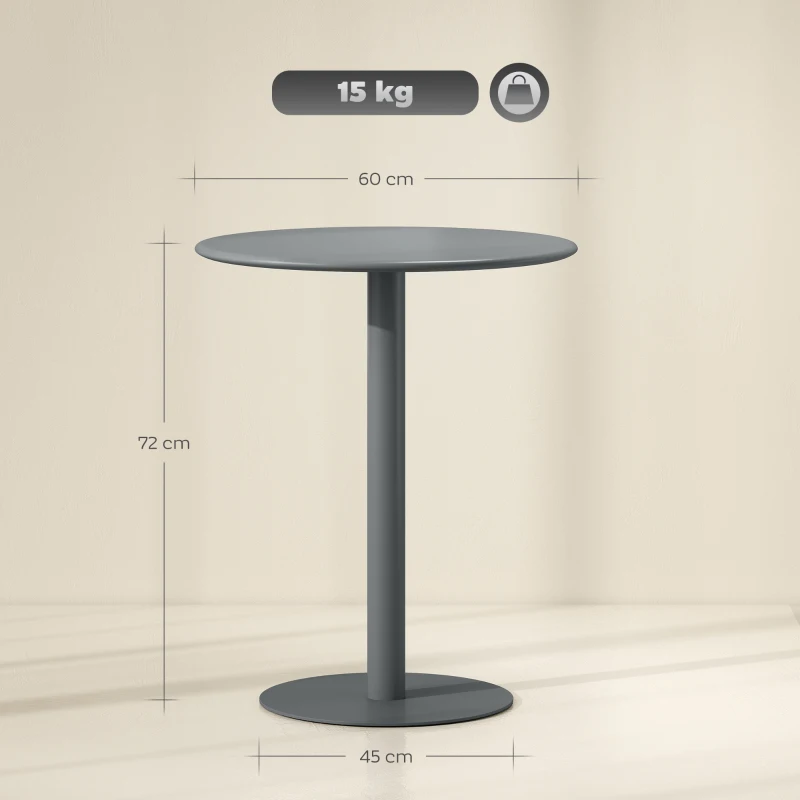 HOMCOM Table ronde pour 2 personnes, acier, pour intérieur et extérieur, gris