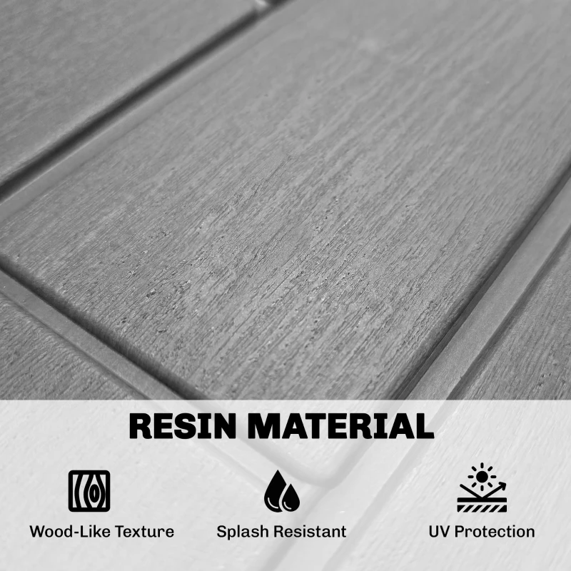 Outsunny Tuinbox 379 Liter Waterdicht Afsluitbaar UV-bestendig Opbergbox met Houtlook voor Tuin 122,5x56x62cm Grijs