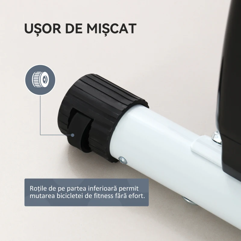 SPORTNOW Bicicletă fitness pliabilă magnetică, 8 niveluri, afișaj LCD, roți și șa reglabilă, negru(m-7)