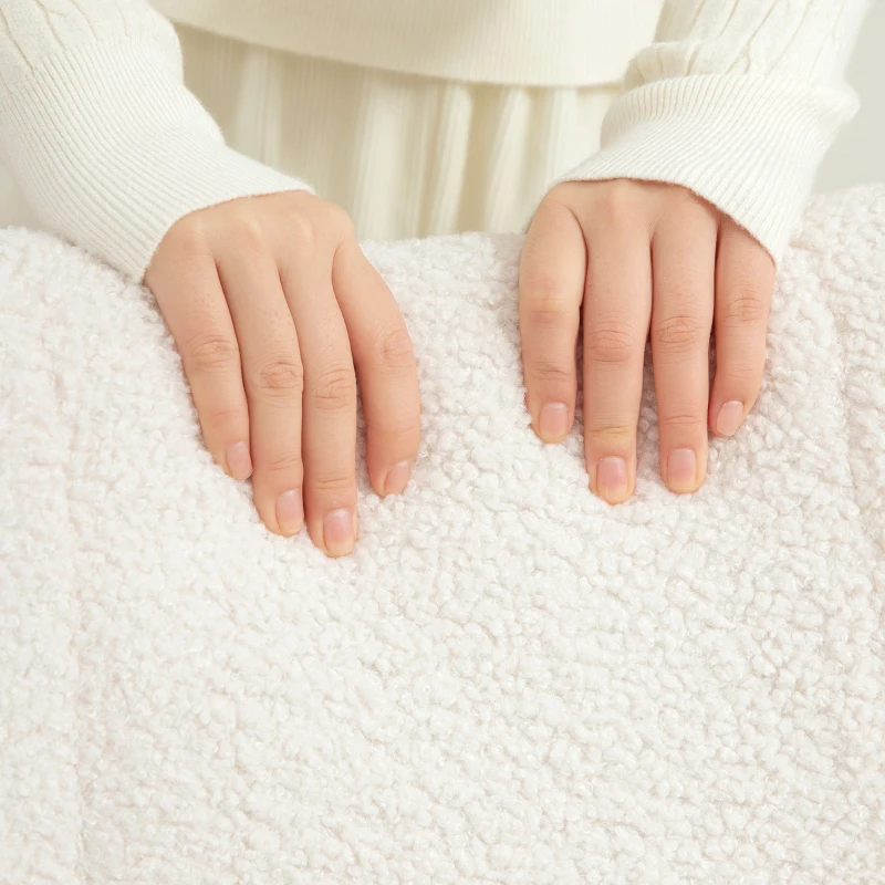 HOMCOM Sedia a Dondolo in Velluto Teddy, Metallo e Legno per Camera da Letto e Soggiorno, 70x94x100 cm, Bianco Crema