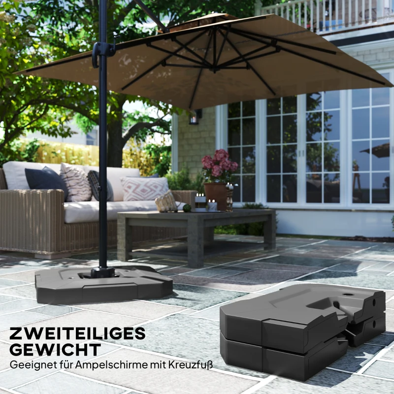 Outsunny Sonnenschirmständer 2-teilig Wasserdicht Schirmgewicht, Schirmständer für Ampelschirm