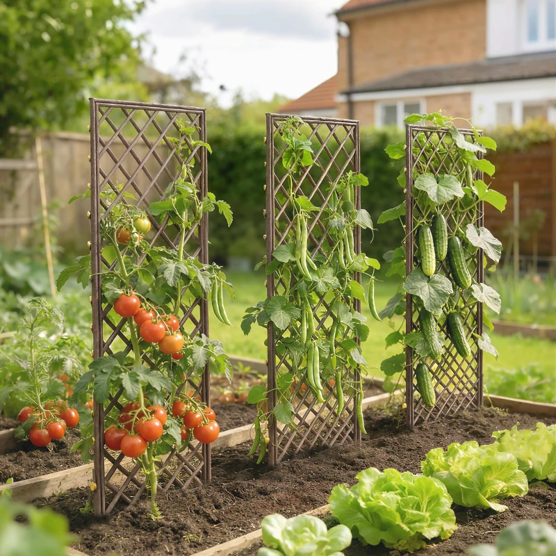 Outsunny Gartenrankgitter, Pergola aus 8 mm Weide, flache Oberkante, natürliche Oberfläche