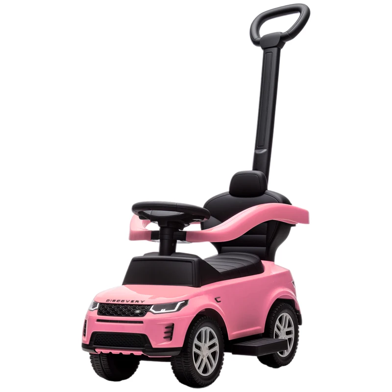 AIYAPLAY Auto Cavalcabile 2 in 1 per Bambini 18-36 Mesi con Vano Portaoggetti, Maniglia e Barra Estraibili, Rosa
