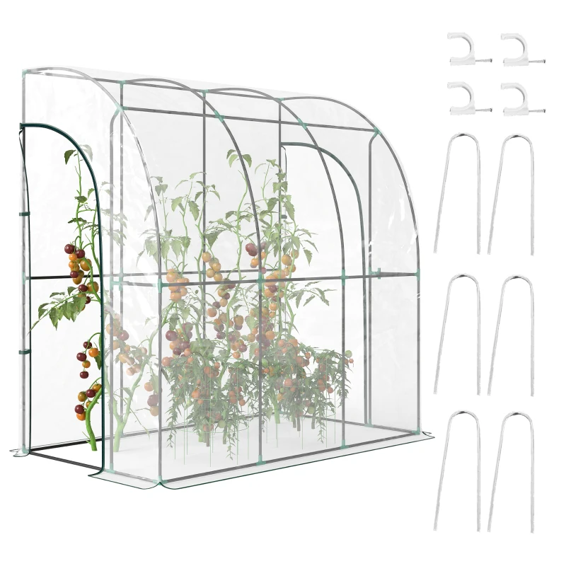 Outsunny Serra da balcone addossata con 2 porte, 214x118x212 cm, Trasparente