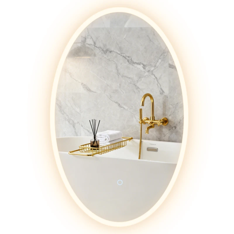 HOMCOM Specchio da bagno con illuminazione, anti-appannamento e 3 colori di luce, 50x4x80cm, Trasparente