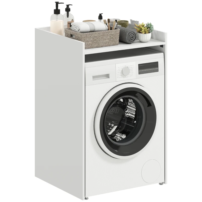 HOMCOM Armoire de salle de bain niche avec étagère ouverte, meuble de salle de bain pour petits espaces, 64 x 60 x 97,5 cm, Blanc