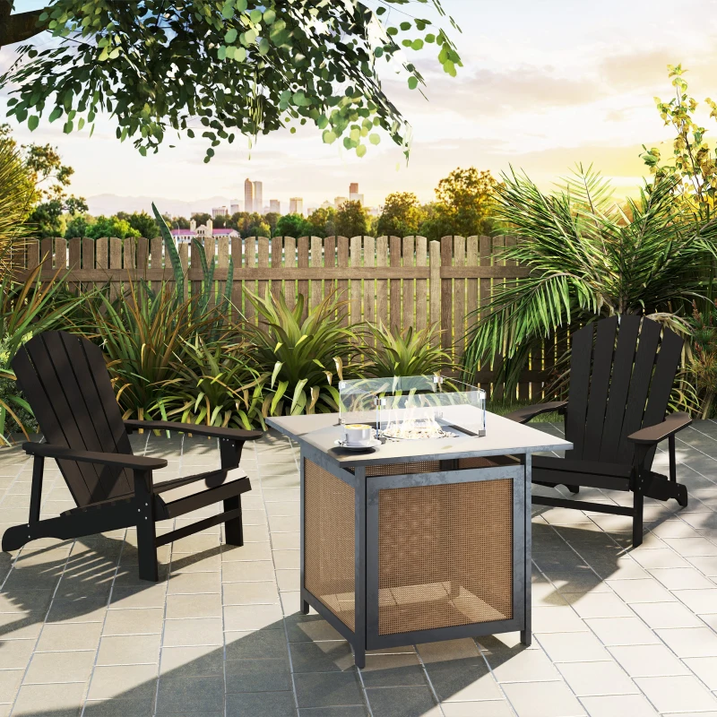 Outsunny Fauteuil Adirondack résistant aux intempéries en bois Chaise de jardin extérieure avec dossier haut et accoudoirs