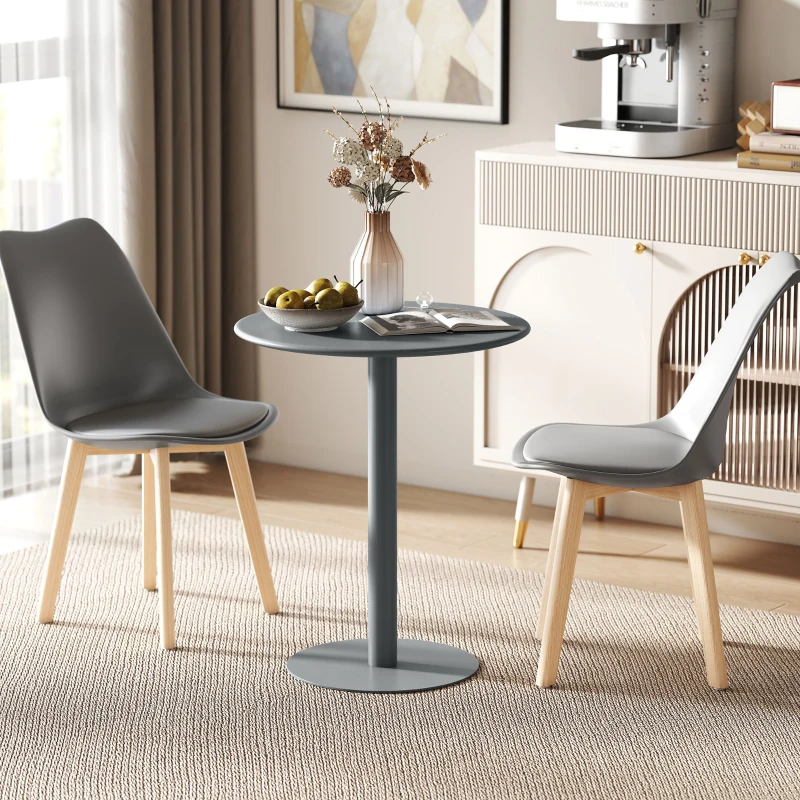 HOMCOM Table ronde pour 2 personnes, acier, pour intérieur et extérieur, gris