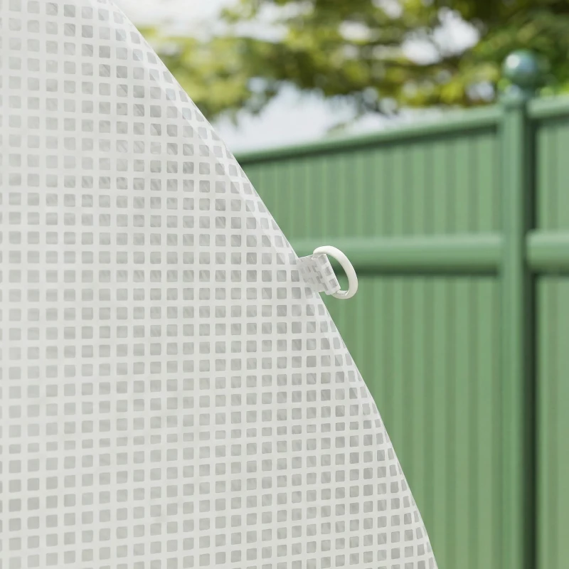 Outsunny Bâche de serre 4 x 2 m, bâche de jardin étanche avec porte, 8 fenêtres, protection UV, polyéthylène résistant à la déchirure Blanc